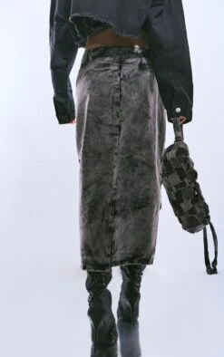 Black Acid Wash Cargo Pocket Midi Skirt -VelvetMuse Store af34672d5e5d9486276786444571c1d41317266d cnc1877 3