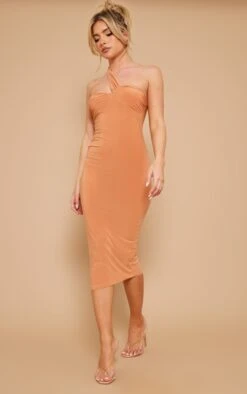 Clay Slinky One Shoulder Strap Pointed Hem Midi Dress -VelvetMuse Store b0489175e67a9eddf104e96424ea91680ad8f505 cnd5843 3