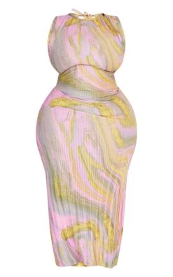 Plus Pink Swirl Plisse Tie Back Midi Dress -VelvetMuse Store b3bff4158fe516996d5c4bdf659b4dd848201e98 cnd9050 5
