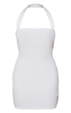 Cream Textured Halter Strap Bodycon Dress -VelvetMuse Store bc37bd977f5f4e60cd8919a5a9536142669bc9be cnd5814 5
