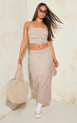 Taupe Linen Look Cargo Pocket Bandeau Corset -VelvetMuse Store bdf567d82ce4f6dfabc9fe12b07069b6a83cba9e cnd4585 3