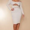 Shape Nude Long Sleeve Cutout Midi Dress