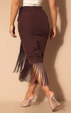 Chocolate Brown Tassel Hem Midi Skirt -VelvetMuse Store bff4ca76b33ea691806fbf81cbc0a2cf830c26ff cmv8599 3