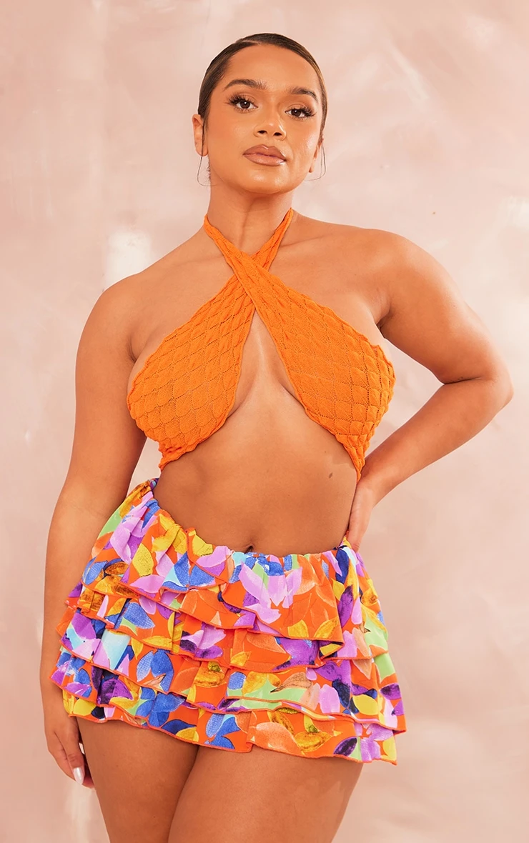Shape Orange Ruffle Detail Mini Skirt 4 Shape Orange Ruffle Detail Mini Skirt - Image 4