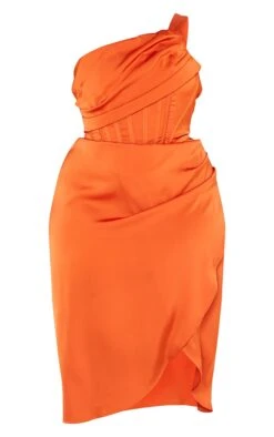 Plus Orange Satin Drape Detail Side Split Midi Dress -VelvetMuse Store c4397957e1016bab816d14eacd584d061a4b8ecf cmu5772 6