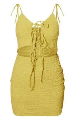 Lime Textured Tie Front Tie Strap Bodycon Dress -VelvetMuse Store c5113a9aaf0984cdb44c86b751dabd52a6890738 cmw9227 6