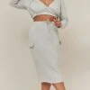 Plus Grey Sweat Cargo Skirt