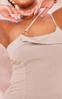 Plus Stone Linen Look Asymmetric Strap Midi Dress -VelvetMuse Store c6ff2c56858539ae9c6550d506a75856f0c8163b cnd4926 4