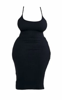 Plus Black Textured Seam Detail Cami Midi Dress -VelvetMuse Store c7426c929d8ac7cf1d52dafeba1038e6124cb13a cnd5056 5