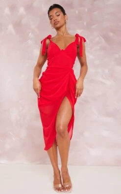 Red Underwire Detail Draped Midi Dress -VelvetMuse Store d146d5b936545105cb04804abbe78b4a6ad7404f cne2878 3