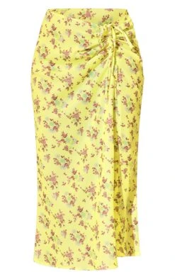 Yellow Woven Floral Printed Ruched Tie Detail Split Leg Midaxi Skirt -VelvetMuse Store d171121ff5a7f8da1bccd583b4fadf8c3d067477 cmy0634 6