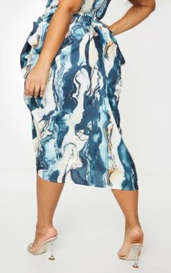 Plus Cream Marble Print Ruched Side Midi Skirt -VelvetMuse Store d21d92887ccff9a45074d4d069870b23b1bf3ad1 cmp7207 3