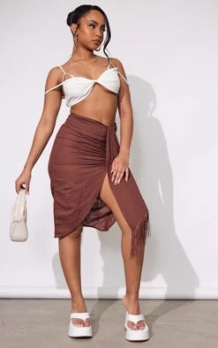 Petite Chocolate Linen Look Tassel Skirt -VelvetMuse Store d464c726d352c51aa2bbf489094becf9585031cf cnd3116 1