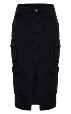 Washed Black Cargo Pocket Front Split Denim Midi Skirt -VelvetMuse Store d47261e6f08498a46737d876e8820a957558458d cnb8277 5