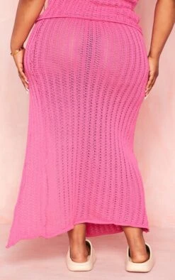 Plus Hot Pink Knitted Side Split Midi Skirt -VelvetMuse Store d495af5d2ae6549bce0daee21a5eea8831cdc9e1 cmy8521 3