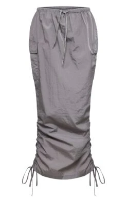 Charcoal Grey Parachute Tie Waist Midaxi Skirt -VelvetMuse Store d66022bf17a41a2232bc5ec4d1e9b8cbdbc6ec86 cnc8626 6