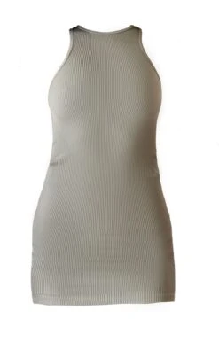 Pale Khaki Snatched Rib Racer Neck Bodycon Dress -VelvetMuse Store d6eea59cb8a92f1798f194e040e4ccf9a3899a8a cnd9656 5