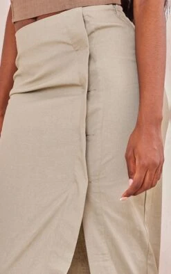 Tall Khaki Linen Look Skirt With Split -VelvetMuse Store d6fd7a56836068ec988dd804dc18903e9ad4623b cnd6784 4