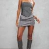 Grey Parachute Toggle Hem Mini Skirt