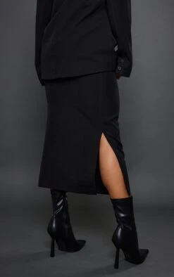 Black Woven High Waist Tailored Midi Skirt -VelvetMuse Store db1c54e1c9458f2044a1b5a506826e24f1d36fae cnd1485 3