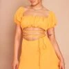 Orange Puff Sleeve Cut Out Strappy Shift Dress