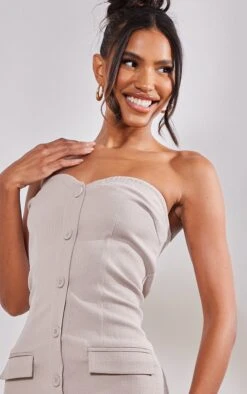 Stone Bandeau Button Pocket Detail Bodycon Dress -VelvetMuse Store dcdd5dd41161e45a62f42b4faa46f68efe52645f cnd8891 4