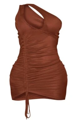 Shape Chocolate Brown Mesh Halterneck Ruched Side Bodycon Dress -VelvetMuse Store e39f0c7b971c001ce2fefb89c297eb928d5899e6 cmw7779 6