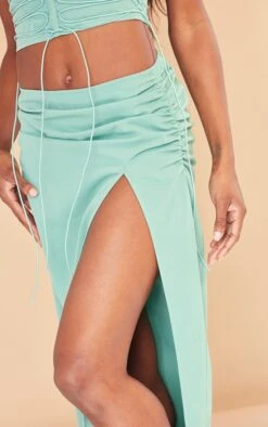Sea Green Woven Low Rise Ruched Side Midi Skirt 8 Sea Green Woven Low Rise Ruched Side Midi Skirt -VelvetMuse Store e42096632bbe40466340484b915ee89c8cd94ab8 cnd3925 4