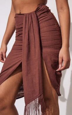 Petite Chocolate Linen Look Tassel Skirt -VelvetMuse Store e58283ab5d597f79ae0e5850f8ded760cdd05848 cnd3116 5