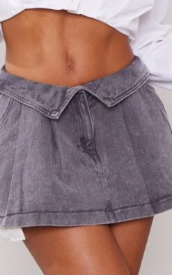 Washed Grey Foldover Waistband Denim Pleated Mini Skirt 9 Washed Grey Foldover Waistband Denim Pleated Mini Skirt -VelvetMuse Store e64b68a74777d3045a1bd1d32d330f13eb793729 cnc9800 5