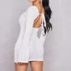 Petite White Textured Open Back Mini Dress