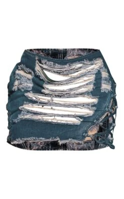 Mid Blue Wash Extreme Distressed Lace Up Side Denim Mini Skirt -VelvetMuse Store e733d5255ed9f167b4220fe1296d4998fc38fd43 cnc6401 6