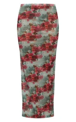 Sage Green Floral Print Mesh Split Hem Midi Skirt -VelvetMuse Store e894b6cbb3175512cc15974cca24131cfe71867d cnd3685 5