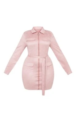 Plus Dusty Pink Faux Suede Pocket Detail Bodycon Dress -VelvetMuse Store e976b5ec11ce2fec884c051a1bb17cd625c7f45a clw9603 3