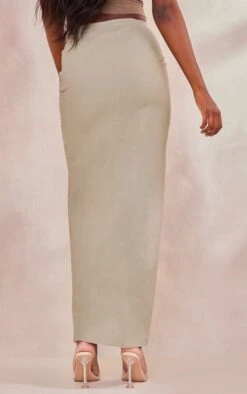 Tall Khaki Linen Look Skirt With Split -VelvetMuse Store ea276aaec6fabbacdfcff40e4d2f0f2b1ce9cf62 cnd6784 3