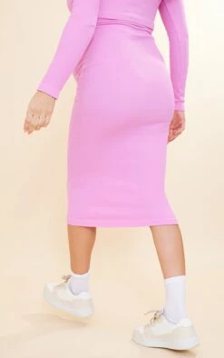 Maternity Candy Pink Snatched Rib Bodycon Midi Skirt -VelvetMuse Store ed63051c3be5d7daacdb325a0327cbc7640fdb35 cnc9958 3