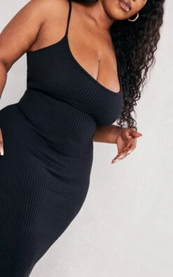 Plus Black Textured Seam Detail Cami Midi Dress -VelvetMuse Store efcedf59538fc6243f737c8aa11f0e42f3e84538 cnd5056 4