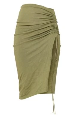 Olive Knitted Ruched Side Midaxi Skirt -VelvetMuse Store f125f3ca9899d9a4207392b628185b2bc3e6a4c5 cnc3326 5