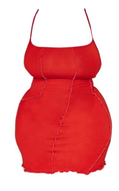 Plus Red Seam Detail Bodycon Dress -VelvetMuse Store f189ffc5605bf40498826f47836a7938acf428c4 cnd2491 5