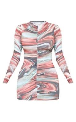 Shape Multi Marble Print Ruched Front Long Sleeve Bodycon Dress -VelvetMuse Store f250c3cd9fb50e9a8c50ead4d0681079c451595a cmo1039 5