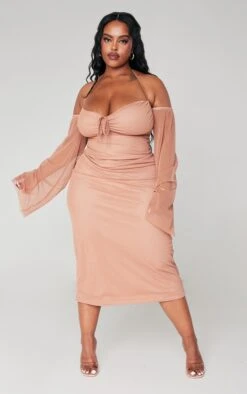 Plus Mauve Mesh Ruched Bust Sleeve Detail Midi Dress -VelvetMuse Store f35d9fa3d5cac3e2be87d6577de27fa905510225 cna9992 3