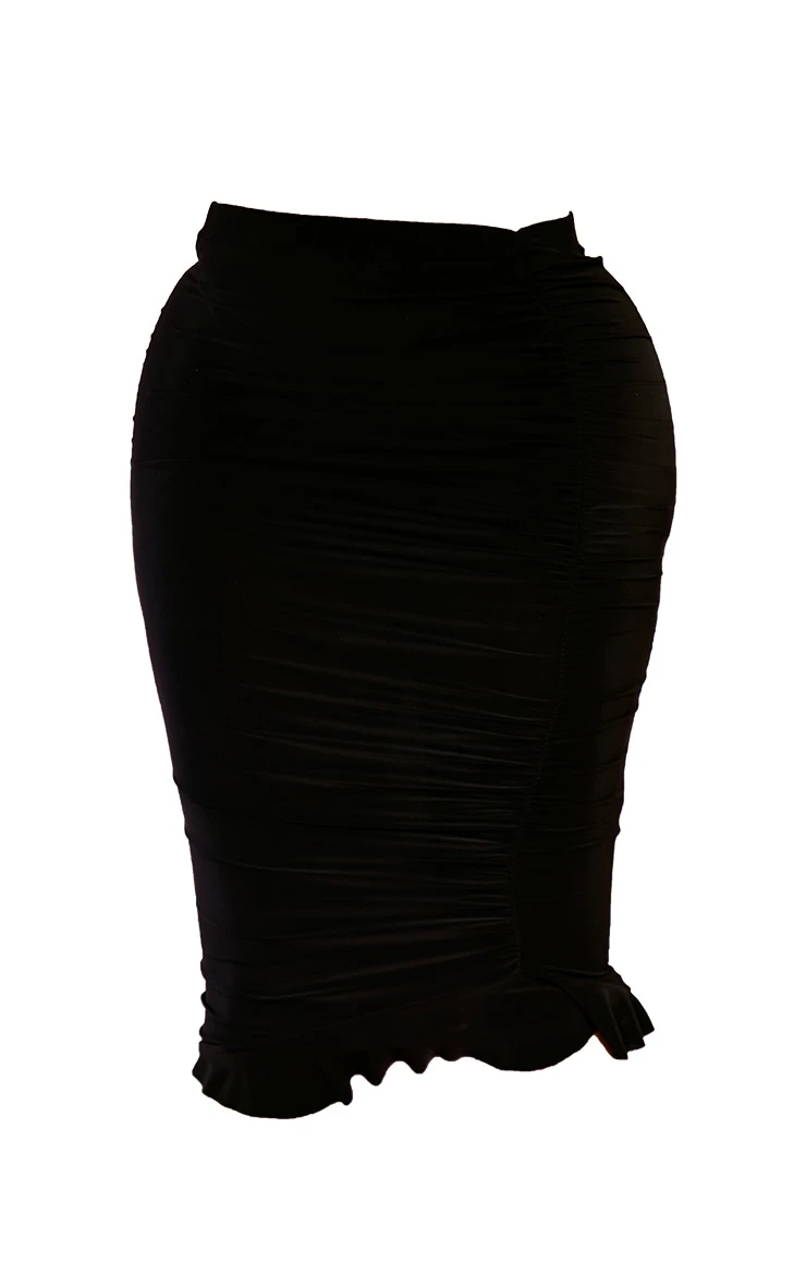 Shape Black Ruched Midi Skirt 5 Shape Black Ruched Midi Skirt - Image 5