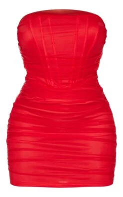 Shape Red Mesh Corset Detail Ruched Bodycon Dress -VelvetMuse Store f69e65eb02f2b3adb7fba8614b5305227929b3dd cmu2967 6