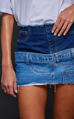Mid Blue Wash Jean Waistband Contrast Panel Denim Mini Skirt -VelvetMuse Store f8b66fdce595fc60039cb3f87121b72d20e9c353 cnb8463 5
