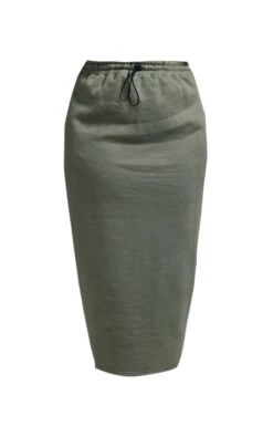 Plus Khaki Toggle Detail Sweat Midi Skirt -VelvetMuse Store f96227dd614a3ad01f32835b42744d22790e75c8 cnc5199 5