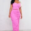 Shape Bright Pink Parachute Ruched Split Front Midaxi Skirt