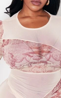 Plus Brown Statue Printed Contrast Mesh Midi Dress -VelvetMuse Store fd5e7fdfc822ce96b9ec73e3697bd2611dc065ff cne0540 4