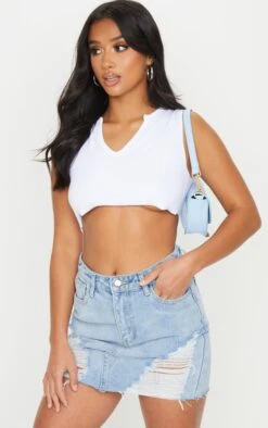 Petite Light Blue Wash Ripped Mini Denim Skirt -VelvetMuse Store ff1932e1b1aa35520c6c4697e2e441c09e66af76 CMH4217 4