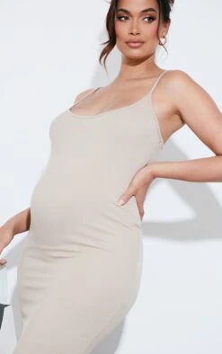 Maternity Moss Sand Stretch Rib Strappy Midi Dress -VelvetMuse Store ff19969e7ad997c56681d4ba459704964f6ab55c cnd6829 4