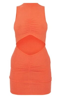 Burnt Orange Ribbed Waist Cut Out Ruched Bodycon Dress -VelvetMuse Store ff9a545ba4f2a83014ecc0b44d9e2a3775997d0f cmz0597 6